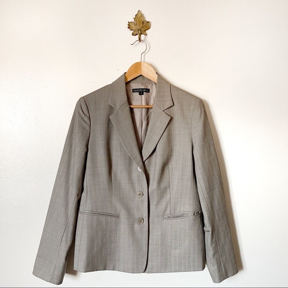 Lafayette 148 NY Gray Button Blazer size 12 preowned